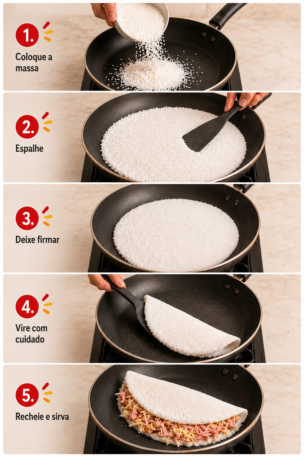 Passo a passo preparo tapioca Q Massa