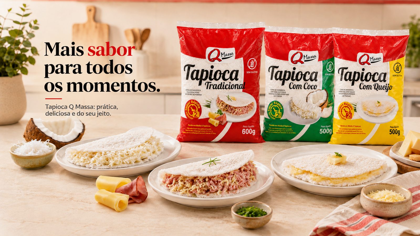 Mais sabor para todos os momentos — Q Massa Tapioca